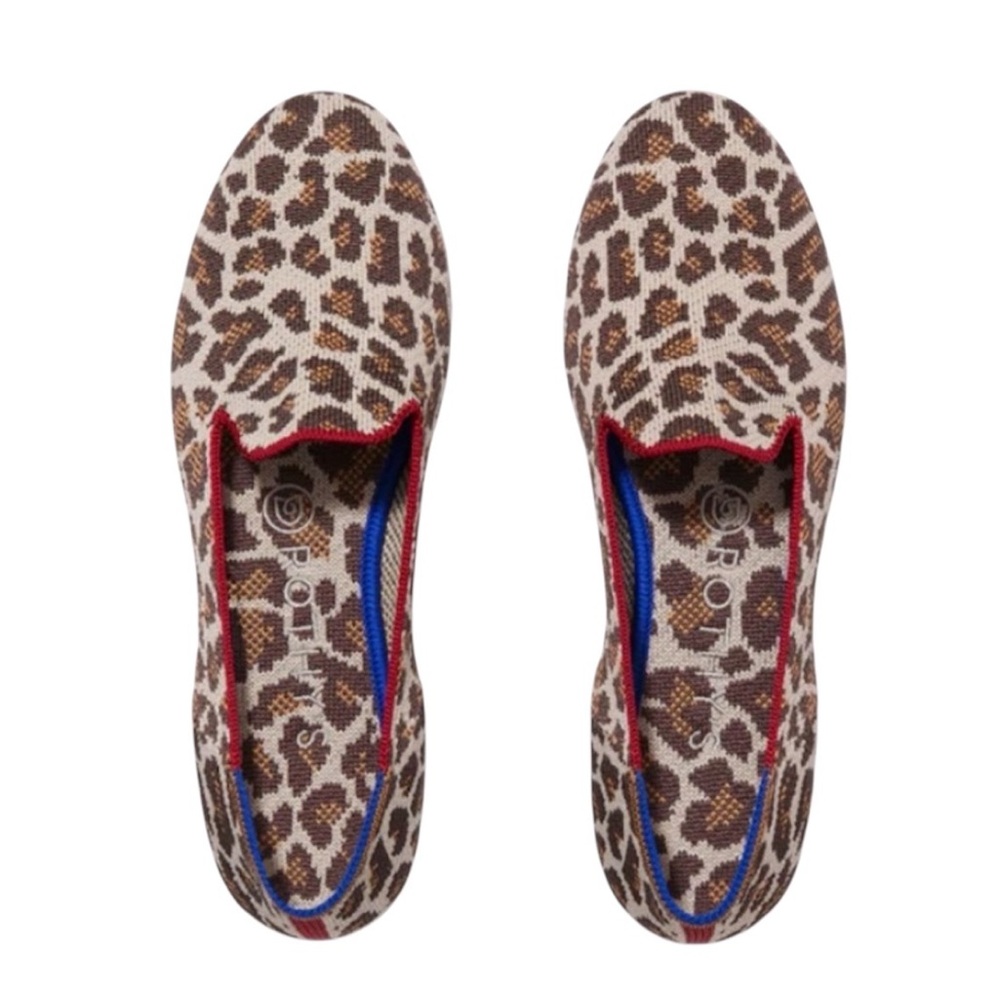 Rothy's The Loafer Mocha Spot leopard print Slip On Loafers Size 8.5